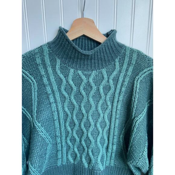 Arizona Jean Co. Sweater Women's XS/S Blue/Green Cable Knit - Picture 3 of 5